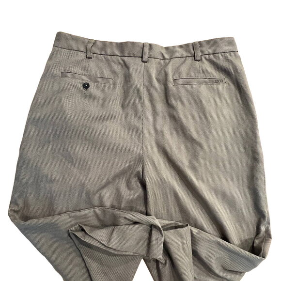 IZOD Brown & Tan Houndstooth Pleated Straight Leg Mens Dress Pants Mens 38 x 30 - Picture 7 of 15